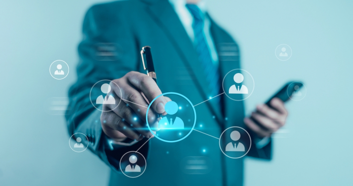 staffing agency owner pointing at marketing ideas